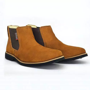 Bota Botina Masculina Chelsea Couro Nobuck Angus + Carteira Cinto Chapéu