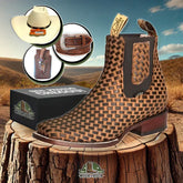 Bota Snake Couro Robusto Impermeável com Chapéu, Cinto e Faca