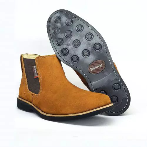 Bota Botina Masculina Chelsea Couro Nobuck Angus + Carteira Cinto Chapéu