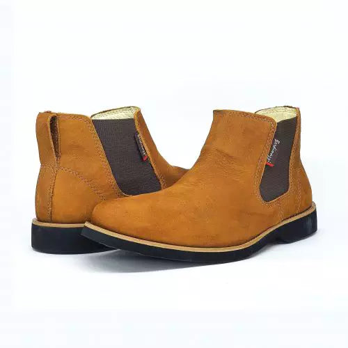 Bota Botina Masculina Chelsea Couro Nobuck Angus + Carteira Cinto Chapéu