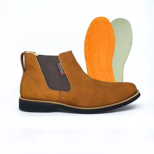 Bota Botina Masculina Chelsea Couro Nobuck Angus + Carteira Cinto Chapéu